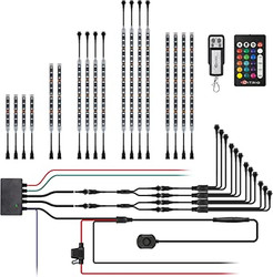 DITRIO 18pcs Underglow RGB LED Strip Light Kit DC 12V with Turn Signal and Blinking Brake Light Features for Motorcycle Trikes ATVs UTVs, M18r-TK-1