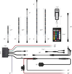 DITRIO 18pcs Underglow RGB LED Strip Light Kit DC 12V with Turn Signal and Blinking Brake Light Features for Motorcycle Trikes ATVs UTVs, M18r-TK-6