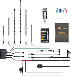 DITRIO 18pcs Underglow RGB LED Strip Light Kit DC 12V with Turn Signal and Blinking Brake Light Features for Motorcycle Trikes ATVs UTVs, M18r-TK-7