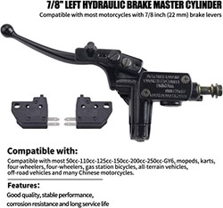 MRELC 7/8" Left Hydraulic Brake Master Cylinder for Motorcyle Kids ATV Quad Moped Pit Dirt Bike 50cc 70cc 90cc 110cc 125cc 150cc 200cc 250cc GY6
