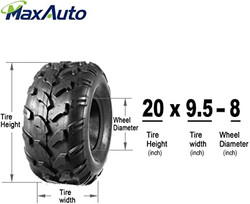 MaxAuto ATV Tires 20X9.50-8 20X9.5X8 Riding Mower Turf Tires for trx 90 kfx 90, 4 Ply Rating, Tubeless