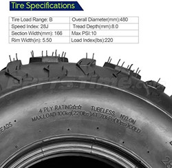 MaxAuto ATV Tires 19x7-8 19x7x8 19x7 8 ATV UTV Off-Road Tires All-Terrain Mini Bike Tires 4PR Tubeless Sport Tires