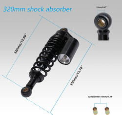 320mm Universal Motorcycle Rear Air Shock Absorbers Adjustable Rear Shock For Honda Kawasaki Suzuki Yamaha Go Kart Dirt Scooters Street Sport Bike 12.6