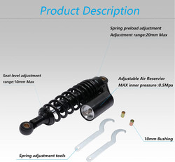 320mm Universal Motorcycle Rear Air Shock Absorbers Adjustable Rear Shock For Honda Kawasaki Suzuki Yamaha Go Kart Dirt Scooters Street Sport Bike 12.6