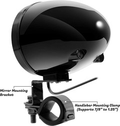 Go-Hawk Gen.3 Motorcycle Weatherproof Bluetooth Speakers 7/8-1.25 in. Handlebar Mount MP3 Music Player Sound Audio Stereo Amplifier System ATV UTV w/AUX, USB, Micro SD, FM Radio, 2-Speaker