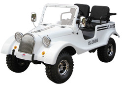 New Vitacci classic Jeep GR-5 125cc, 3-Speed with Reverse, Chrome Rims and Spare Tire - White