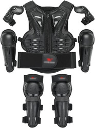 Kids Dirt Bike Chest Protector Skating Knee Elbow Pads Youth ATV Spine Protective Gear Kit