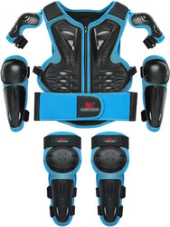 Kids Dirt Bike Chest Protector Skating Knee Elbow Pads Youth ATV Spine Protective Gear Kit