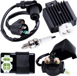 AC CDI Ignition Coil Relay Voltage Regulator Spark plug for Tomberlin Crossfire 150R Spiderbox 150cc Go karts Parts GY6 150cc Engine Scooter Moped Hammerhead GTS American Sportworks 150