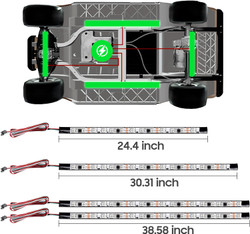New 4PCS Golf Cart Underbody Light Kit, Underglow LED Light Strip for Yamaha EZGO Club Car, Golf Cart, 24 Modes Multicolor RGB Music Sync IP67 Waterproof