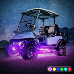 New 4PCS Golf Cart Underbody Light Kit, Underglow LED Light Strip for Yamaha EZGO Club Car, Golf Cart, 24 Modes Multicolor RGB Music Sync IP67 Waterproof