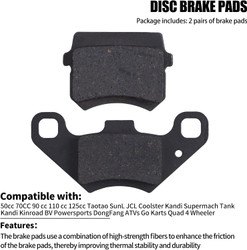 Disc Brake Pads Compatible with 50cc 70CC 90 cc 110 cc 125cc Taotao SunL JCL Coolster Kandi Supermach Tank Kandi Kinroad BV Powersports DongFang ATVs Go karts Quad 4 Wheeler 2 Pair