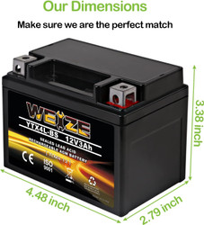 YTX4L-BS High Performance-Rechargeable-Sealed Motorcycle Battery Compatible With Polaris Scrambler, Sportsman 90, Honda Scooters NQ50 Spree,Kawasaki 110 Can-Am DS70,Yamaha TTR125E/LE