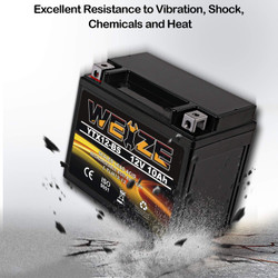 YTX12-BS Motorcycle Battery High Performance - Maintenance Free - Sealed YTX12 BS AGM Rechargeable ATV Batteries compatible with Honda Kawasaki Suzuki