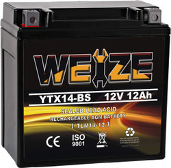 YTX14 BS ATV Battery High Performance - Maintenance Free - Sealed AGM YTX14-BS Motorcycle Battery compatible with Honda Suzuki Kawasaki Yamaha scooter