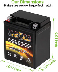 YTX14AH-BS High Performance - Maintenance Free-Sealed AGM ATV Motorcycle Battery for Polaris Sportsman 570 Trail Blazer 250 Ranger 400 500 Suzuki King Quad 300 QuadRunner 250