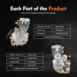 250cc 4-Stroke Engine Motor for ATV Dirt Bike, 5-Speed Manual Transmission Engine CG250 Vertical Engine Motor - Single Cylinder