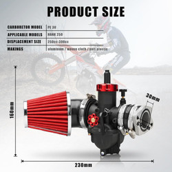 PE30 Carburetor for Hawk 250 Dirt Bike, with Air Filter Intake Manifold Connector, Hawk250 Carb upgrade Performance Enhancement