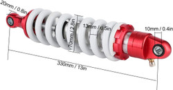 Shock Damper, 330mm Universal Rear Shock Absorber 13in Heavy Duty Steel Adjustable Spring Damper Damping for Pit Quad Mini Dirt Bike ATV Mountain Bike