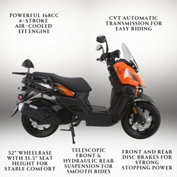 Vitacci Tank Sport 200 EFI Scooter, (Gy6) 4-Stroke, Air Cooled, Alloy Rim