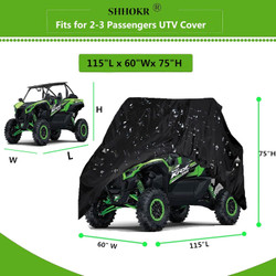 Waterproof UTV Cover 2-3 Seater, 420D Heavy Duty Tear-Resistant Oxford Material for Polaris Suzuki Kawasaki Can Am Maverick Arctic Cat Textron