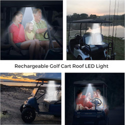 2-Pk Universal Golf Cart Roof Stick On Anywhere One Touch LED Light fits Club Car, Onward, Precedent, EZGO, Yamaha, and Garia carts, USB Rechargeable Puck designed for golf cart use, Great Golf Gifts