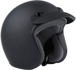Adult Motorcycle 3/4 Open Face Helmet with Visor Cafe Racer Cruiser DOT Approved S M L XL