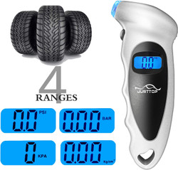 Digital Tire Pressure Gauge, 150PSI 4 Setting for Cars, Trucks and Bicycles, Backlit LCD and Anti-Skid Grip for Easy and Accurate Reading