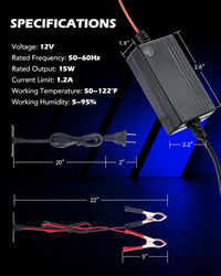 1Pc 12V Battery Charger And Maintainer, Trickle Charger For Charging Boats Motorcycles Atvs Riding Mowers & Car Truck Suv Rv Maintenance With Smart 3 Stage Charging & Power Indicator