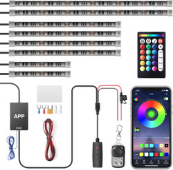 8PCS Motorcycle LED Underglow Kit, Motorcycle Lights App Control Music Sync RGB LED Motorcycle Lights Brake Light Waterproof Dual Remote Motorcycle Underglow LED Light Kit for UTV ATV Golf Cart