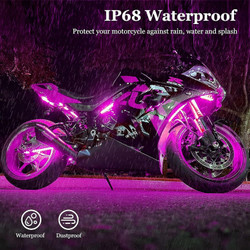 8PCS Motorcycle LED Underglow Kit, Motorcycle Lights App Control Music Sync RGB LED Motorcycle Lights Brake Light Waterproof Dual Remote Motorcycle Underglow LED Light Kit for UTV ATV Golf Cart