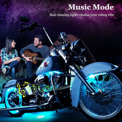 8PCS Motorcycle LED Underglow Kit, Motorcycle Lights App Control Music Sync RGB LED Motorcycle Lights Brake Light Waterproof Dual Remote Motorcycle Underglow LED Light Kit for UTV ATV Golf Cart