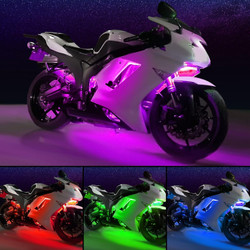 12PCS Motorcycle LED Underglow Kit, Motorcycle Lights App Control Music Sync LED Motorcycle Lights Brake Feature Waterproof Dual Remote Motorcycle Underglow LED Light Kit for UTV ATV Golf Cart