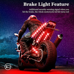 12PCS Motorcycle LED Underglow Kit, Motorcycle Lights App Control Music Sync LED Motorcycle Lights Brake Feature Waterproof Dual Remote Motorcycle Underglow LED Light Kit for UTV ATV Golf Cart