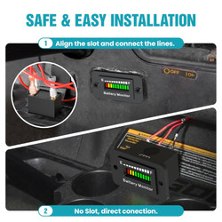 12V 24V 36V 48V 60V 72V Battery Monitor Meter, Waterproof LED Battery Capacity Voltage Indicator Acid&Lithium Battery Gauge Meter for Golf Cart EZGO Club CAR and Most Cars