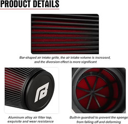 NIBBI Racing CNC 48MM Air Filter - Round Tapered Universal Air Filter for Dirt Bikes, ATVs, Go Karts, and Pit Bikes