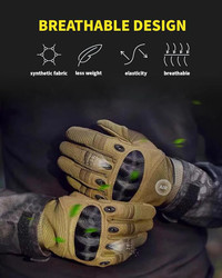 Tactical Gloves for Men – Hard Knuckle Protection, Leather Palm, Shooting, Airsoft, Motorcycle, Paintball, Climbing – Tan