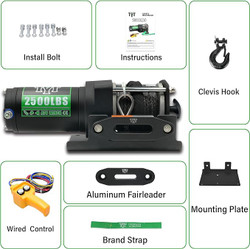 3000 lb 12V DC Electric ATV Winch with Wireless Remote & Wired Switch – Synthetic Rope & Mounting Plate