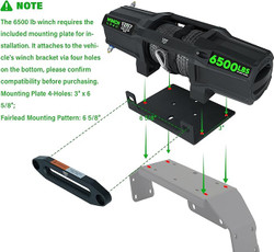 3000 lb 12V DC Electric ATV Winch with Wireless Remote & Wired Switch – Synthetic Rope & Mounting Plate