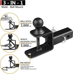 ATV/UTV Trailer Hitch, Fits 2-inch Multi-Purpose Hitch Receiver,3-In-1Towing Ball Mount with 2-Inch Ball,5/8-inch Pin Hole