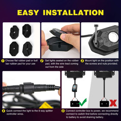 RGB LED Rock Lights Kit – 4 Pods | Multicolor Neon Underglow with Bluetooth App, Music & Flash Modes for Trucks, ATVs, UTVs