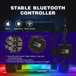 RGB LED Rock Lights Kit – 4 Pods | Multicolor Neon Underglow with Bluetooth App, Music & Flash Modes for Trucks, ATVs, UTVs