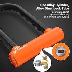 Bike Lock: Heavy Duty Anti Theft Bike U Lock with 5ft Security Steel Cable - 17mm Shackle Bicycle U-Locks with Keys & Sturdy Mounting Bracket for Road, Mountain, Electric & Folding Bike