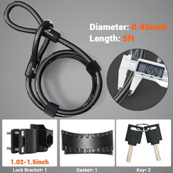 Bike Lock: Heavy Duty Anti Theft Bike U Lock with 5ft Security Steel Cable - 17mm Shackle Bicycle U-Locks with Keys & Sturdy Mounting Bracket for Road, Mountain, Electric & Folding Bike