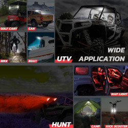 UTV Interior Dome Light Universal Roll Bar Mount LED Light for UTV ATV Polaris RZR Can-Am Ranger Pioneer Talon Yamaha Kawasaki Off Road - White/Green