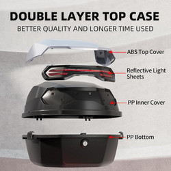 Motorcycle Top Case Tail Box Carrier Case Waterproof Trunk Luggage Plastic Case Lockable with 35L Capacity (White), WX101