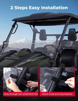 2-in-1 PC Removable Front Windshield Pre-installed rubber Seal Strips Windshield Compatible with UTV Hisun , Msu,Axis,Coleman,Bennche Bighorn,Cub Cadet Challenger 500/700, Massimo MSU 500