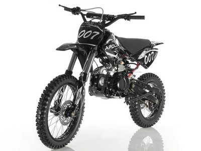 APOLLO DB-007 125cc Manual Clutch 4 Gears Dirt Bike, 4 stroke, Single Cylinder - Fully Assembled and Tested Black
