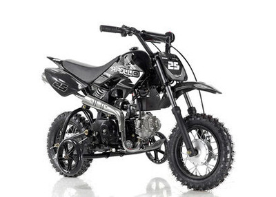 Apollo DB-25 70cc Automatic DIRT BIKE, 4 Stroke Air Cooled, Single Cylinder w/ Training wheels - Black