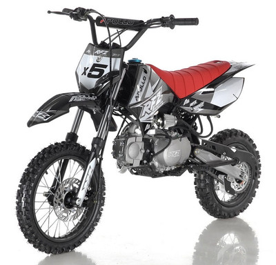 APOLLO DB-X5 125cc MANUAL SHIFT Dirt Bike, 4 stroke, Single Cylinder - Fully Assembled and Tested Black